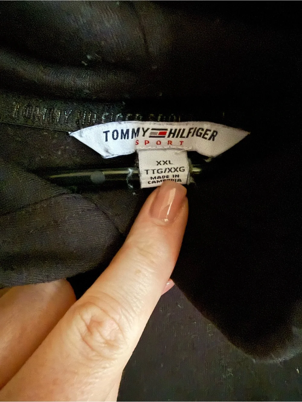 Tommy Hilfiger Black Sport Hoodie Tee with Flag Accent